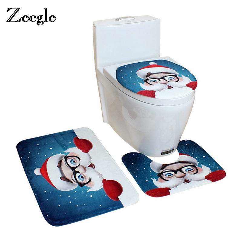 Zeegle vannas paklāji Vannas istabas Ziemassvētku dekors Vannas istabas paklājs Absorbējošs tualetes paklājs Vannas paklāji Neslīdoši dušas paklāji Vannas istabas paklāju komplekts