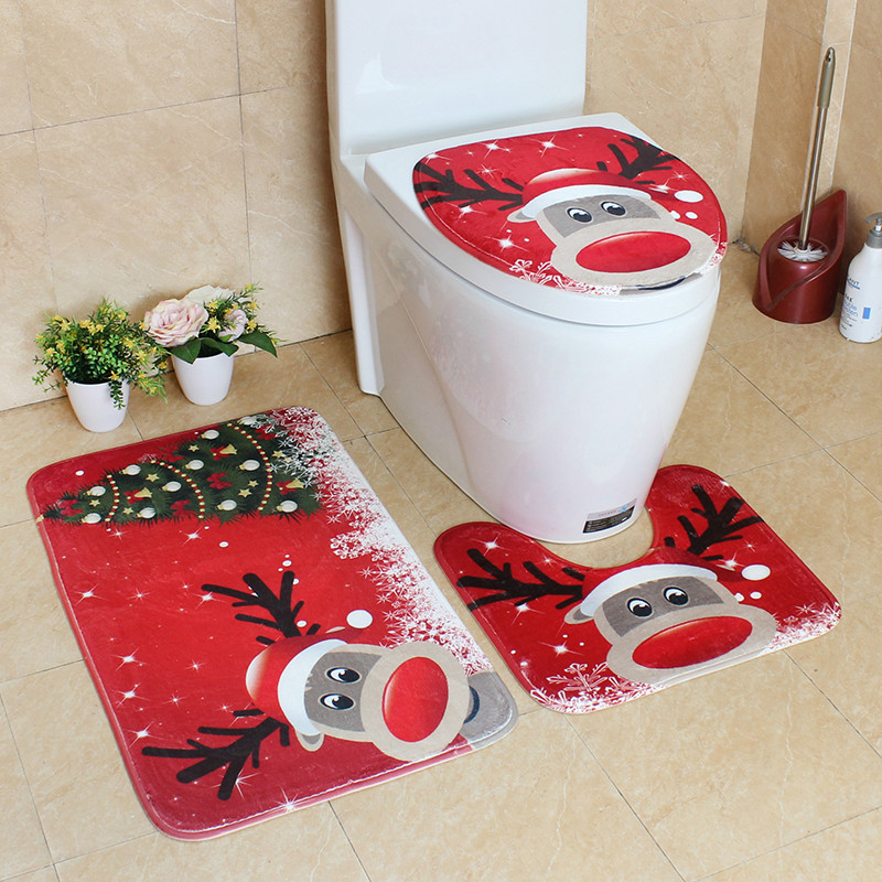 Zeegle vannas paklāji Vannas istabas Ziemassvētku dekors Vannas istabas paklājs Absorbējošs tualetes paklājs Vannas paklāji Neslīdoši dušas paklāji Vannas istabas paklāju komplekts