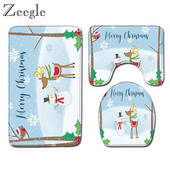 Zeegle Ziemassvētku paklājiņu komplekts tualetes dekorēšanai vannas istabas absorbcijas grīdas paklājiņš 3gab tualetes paklāja komplekts vannas poliestera vannas kāju paklājs