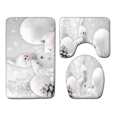 Zeegle Ziemassvētku paklājiņu komplekts tualetes dekorēšanai vannas istabas absorbcijas grīdas paklājiņš 3gab tualetes paklāja komplekts vannas poliestera vannas kāju paklājs