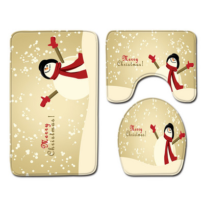 Zeegle Ziemassvētku paklājiņu komplekts tualetes dekorēšanai vannas istabas absorbcijas grīdas paklājiņš 3gab tualetes paklāja komplekts vannas poliestera vannas kāju paklājs