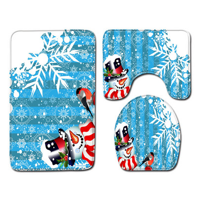 Zeegle Ziemassvētku paklājiņu komplekts tualetes dekorēšanai vannas istabas absorbcijas grīdas paklājiņš 3gab tualetes paklāja komplekts vannas poliestera vannas kāju paklājs