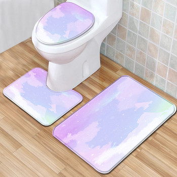 Zeegle Комплект цветни постелки за баня Тоалетна седалка Covet Modern Mat for Bath Floor Water Absorption Килим за душ Килим за коридор