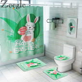 Prostirka za kupanje za Uskrs Toalet Dekoracija doma Kupaonski tepih Prostirka za kupanje i set zavjesa za tuš Sretan Uskrs WC Neklizajuća prostirka za kupanje