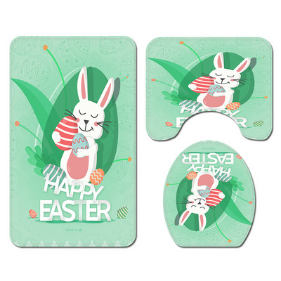 Prostirka za kupanje za Uskrs Toalet Dekoracija doma Kupaonski tepih Prostirka za kupanje i set zavjesa za tuš Sretan Uskrs WC Neklizajuća prostirka za kupanje