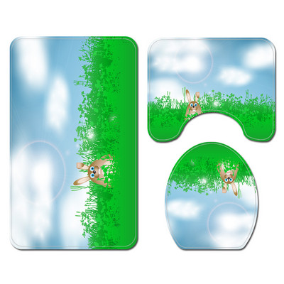 Prostirka za kupanje za Uskrs Toalet Dekoracija doma Kupaonski tepih Prostirka za kupanje i set zavjesa za tuš Sretan Uskrs WC Neklizajuća prostirka za kupanje