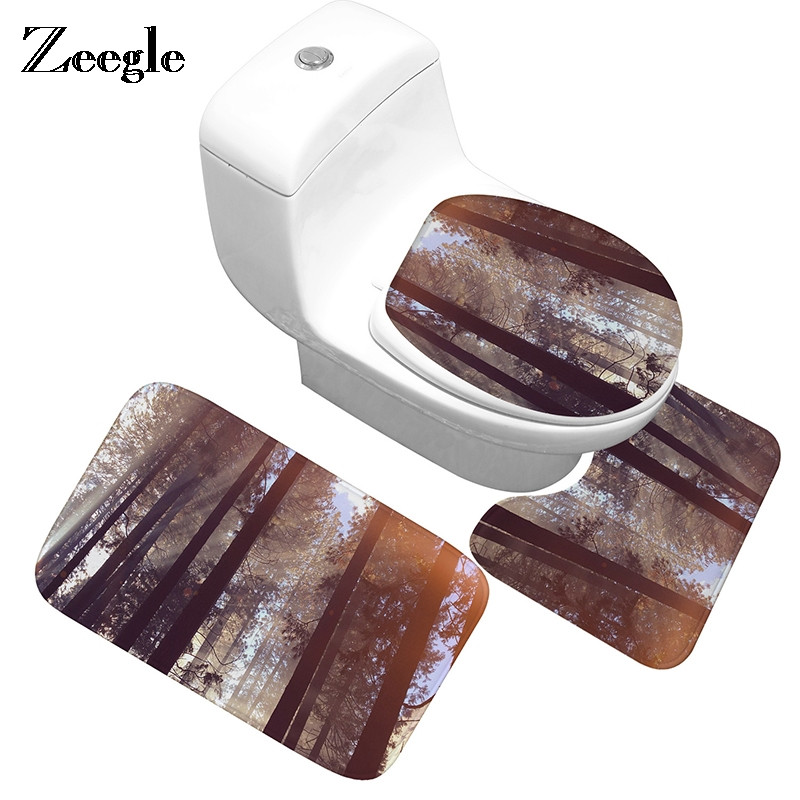 Zeegle Set prostirki za kupaonicu Protuklizni tepih za kupaonicu WC prostirke Prostirke za kupaonicu Upijajući tepih za kupaonicu Poklopac za WC dasku Podna prostirka