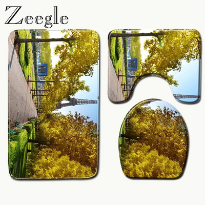 Zeegle Scenic Painting Μαλακά χαλάκια μπάνιου Σετ βάθρο χαλί Χαλάκι Τουαλέτας Κάλυμμα Αντιολισθητικό απορροφητικό Μοκέτα δαπέδου μπάνιου που πλένεται