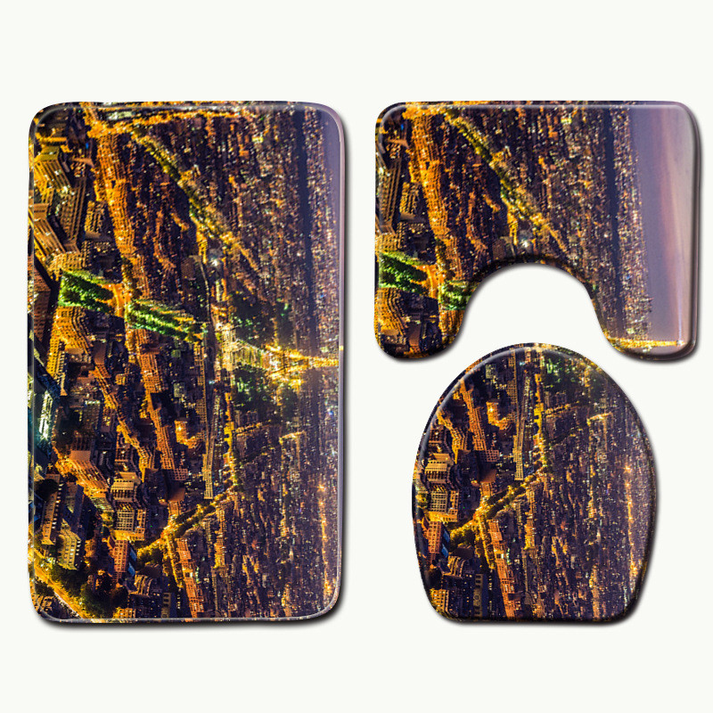 Zeegle Scenic Painting Mīksto vannas paklājiņu komplekts Pjedestāls Paklājs Tualetes paklājiņš Vāks Pārsegs Pretslīdošs Absorbējošs Vannas istabas Mazgājams Grīdas Paklājs