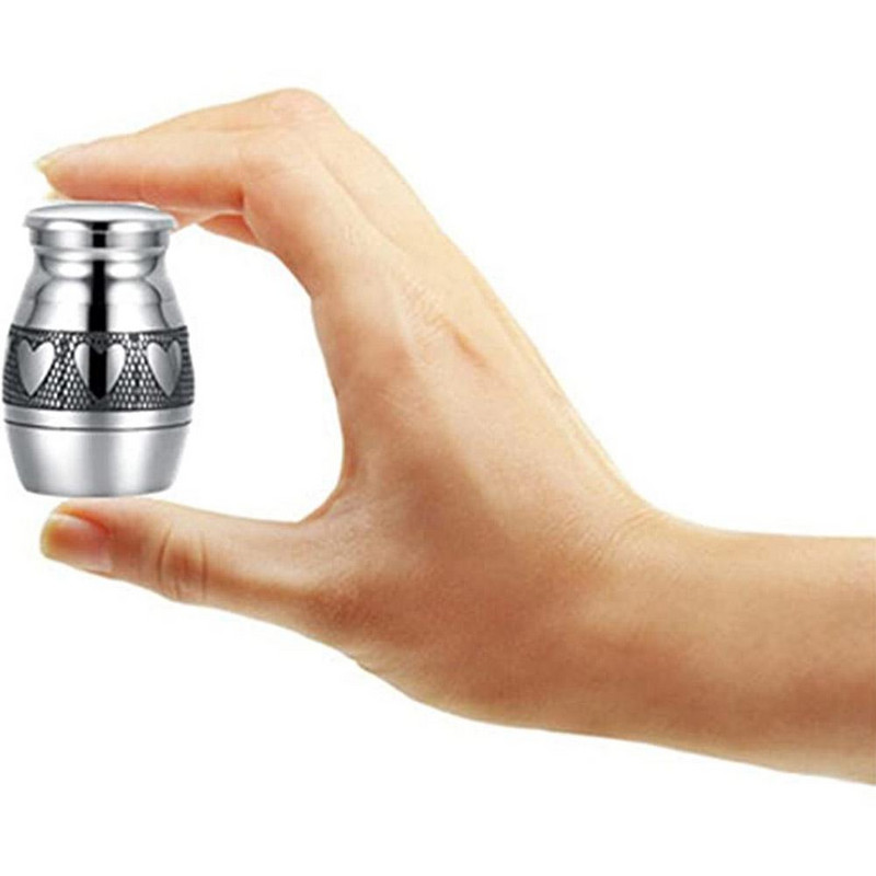 AsyPets Dekorativni spomen pepeo za uspomene s ugraviranim srcem - Vodootporna posuda za kremacijske urne od nehrđajućeg čelika za ljudske ljubimce