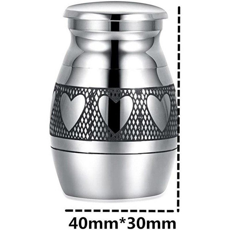 AsyPets Dekorativni spomen pepeo za uspomene s ugraviranim srcem - Vodootporna posuda za kremacijske urne od nehrđajućeg čelika za ljudske ljubimce