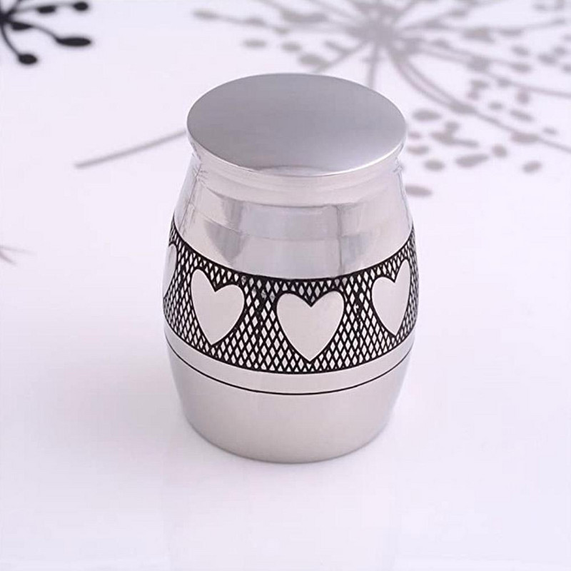 AsyPets Dekorativni spomen pepeo za uspomene s ugraviranim srcem - Vodootporna posuda za kremacijske urne od nehrđajućeg čelika za ljudske ljubimce