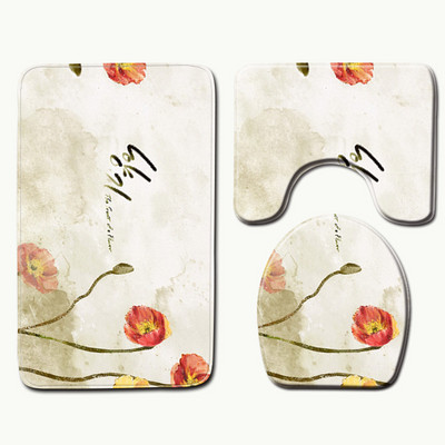 Zeegle vannas paklājs tualetes paklājs, neslīdošs grīdas paklājs vannas istabai ūdeni absorbējošs dušas istabas paklājs ziedu krāsām vannas istabas paklāji