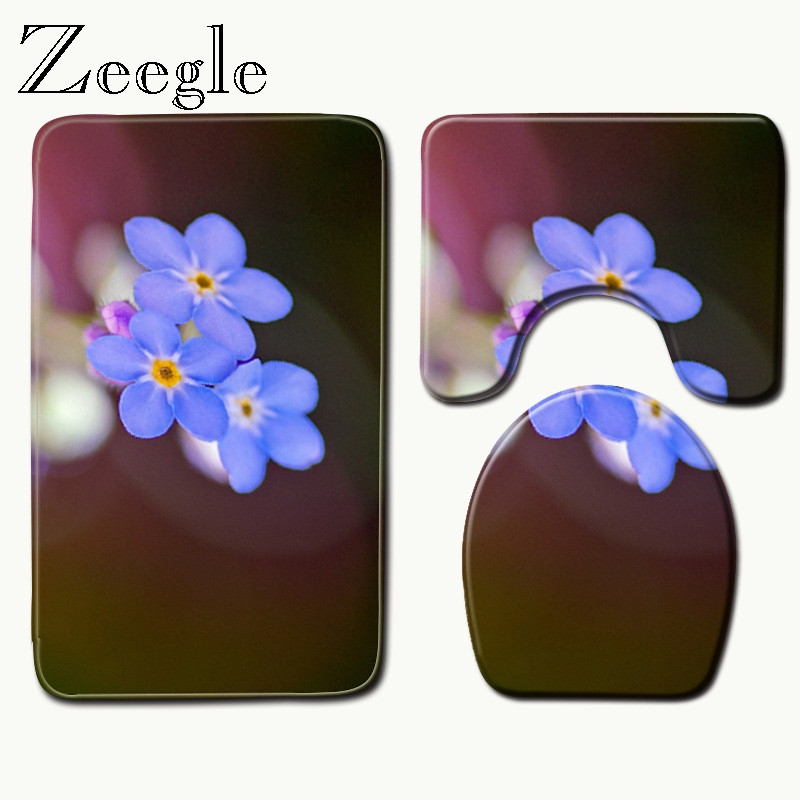 Zeegle vannas paklājs tualetes paklājs, neslīdošs grīdas paklājs vannas istabai ūdeni absorbējošs dušas istabas paklājs ziedu krāsām vannas istabas paklāji