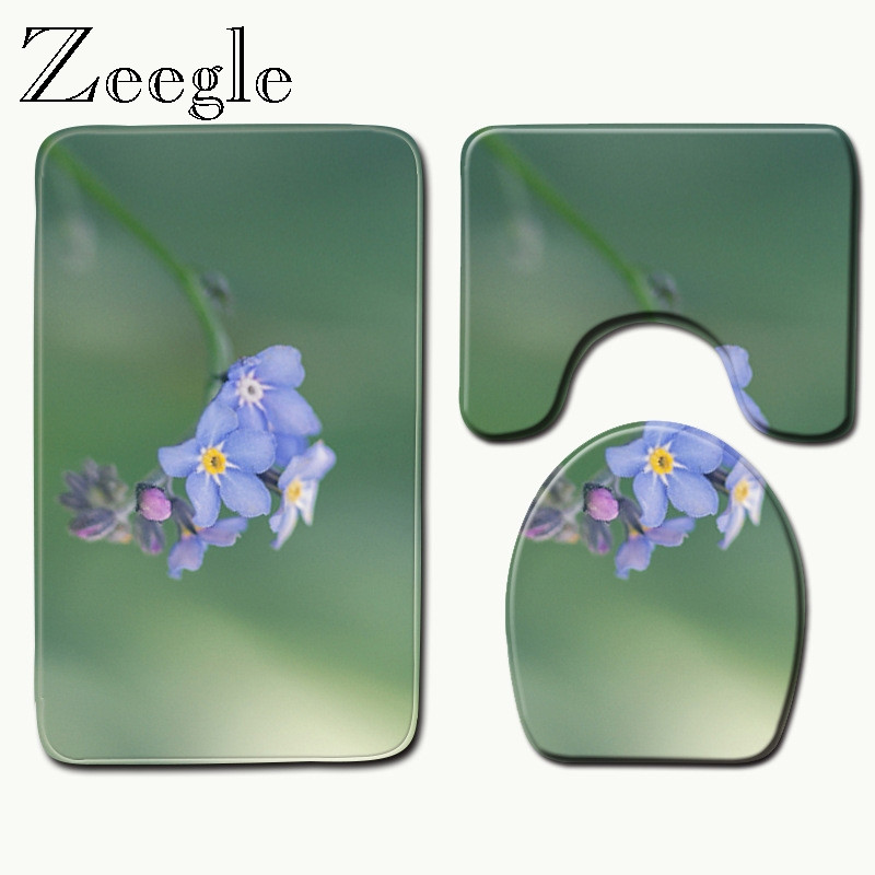 Zeegle vannas paklājs tualetes paklājs, neslīdošs grīdas paklājs vannas istabai ūdeni absorbējošs dušas istabas paklājs ziedu krāsām vannas istabas paklāji