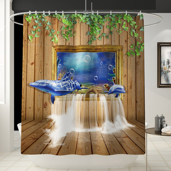 Комплект постелки за баня с 3D печат със завеса за душ Неплъзгащ се килим за баня Абсорбираща мемори пяна Покривало за тоалетна седалка Подложка за крака за душ