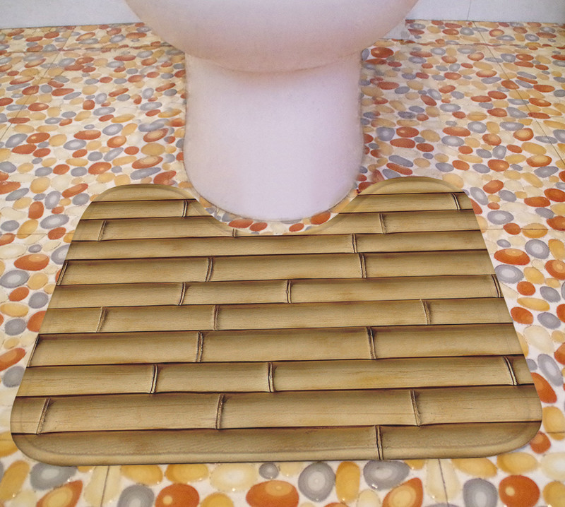 Set prostirača za kupaonicu s otisnutim drvenim uzorkom Upijajuća protuklizna prostirka za noge Komplet prostirki za kupaonicu od 3 komada Flanel Podne prostirke u obliku slova U zadebljane