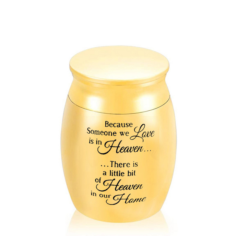 Izsmalcināta kremācijas urna pelniem Pielāgota bēru urna piemiņai Alumīnija sakausējuma materiāls nerūsē un nedeformējas