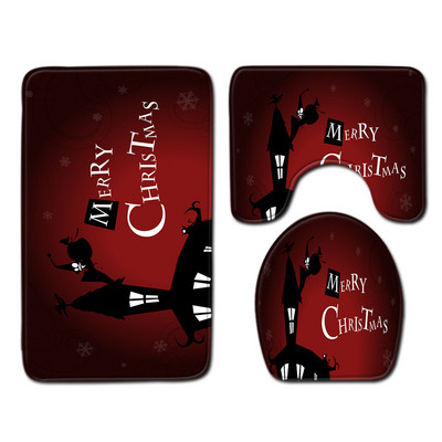 Zeegle božićni set prostirki za kupaonicu za WC Poklopac za ukrašavanje WC školjke Upijajuća prostirka za kupaonicu Flanelski tepih za tuširanje Kupaonski pribor