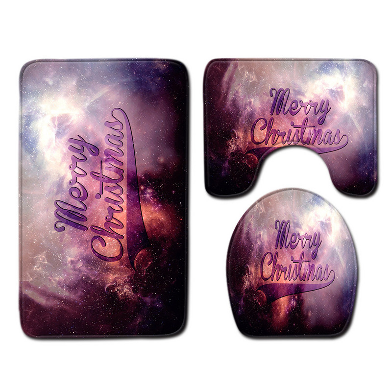 Zeegle božićni set prostirki za kupaonicu za WC Poklopac za ukrašavanje WC školjke Upijajuća prostirka za kupaonicu Flanelski tepih za tuširanje Kupaonski pribor