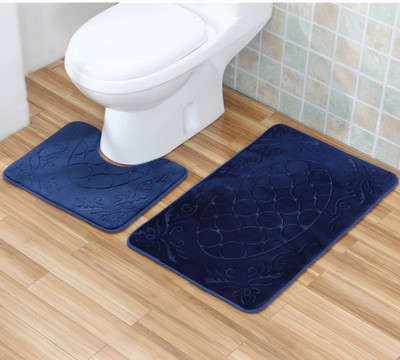 Zeegle 2Gb Vannas istabas paklājiņu komplekts Reljefs flaneļa grīdas paklājs Vannas istabas paklājs Vannas paklājs Neslīdošs paklājiņš tualetes kāju paklājiņam Vannas istabas paklājs