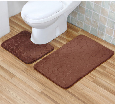 Zeegle 2Gb Vannas istabas paklājiņu komplekts Reljefs flaneļa grīdas paklājs Vannas istabas paklājs Vannas paklājs Neslīdošs paklājiņš tualetes kāju paklājiņam Vannas istabas paklājs