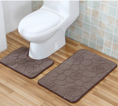 Zeegle 2Gb Vannas istabas paklājiņu komplekts Reljefs flaneļa grīdas paklājs Vannas istabas paklājs Vannas paklājs Neslīdošs paklājiņš tualetes kāju paklājiņam Vannas istabas paklājs