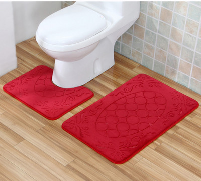 Zeegle 2Gb Vannas istabas paklājiņu komplekts Reljefs flaneļa grīdas paklājs Vannas istabas paklājs Vannas paklājs Neslīdošs paklājiņš tualetes kāju paklājiņam Vannas istabas paklājs