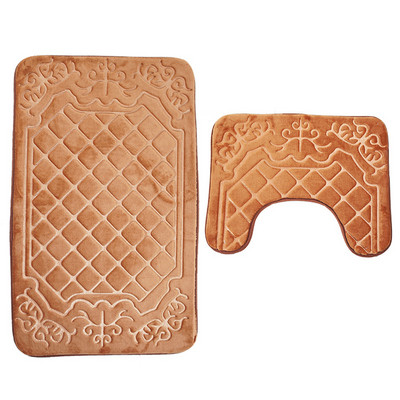 Zeegle 2Gb Vannas istabas paklājiņu komplekts Reljefs flaneļa grīdas paklājs Vannas istabas paklājs Vannas paklājs Neslīdošs paklājiņš tualetes kāju paklājiņam Vannas istabas paklājs