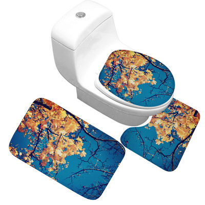 Zeegle 3 kom/set kupaonski tepih s lisnatim uzorkom protuklizni komplet kupaonskih prostirki za toaletni tepih Kupaonske prostirke perive kupaonske toaletne prostirke