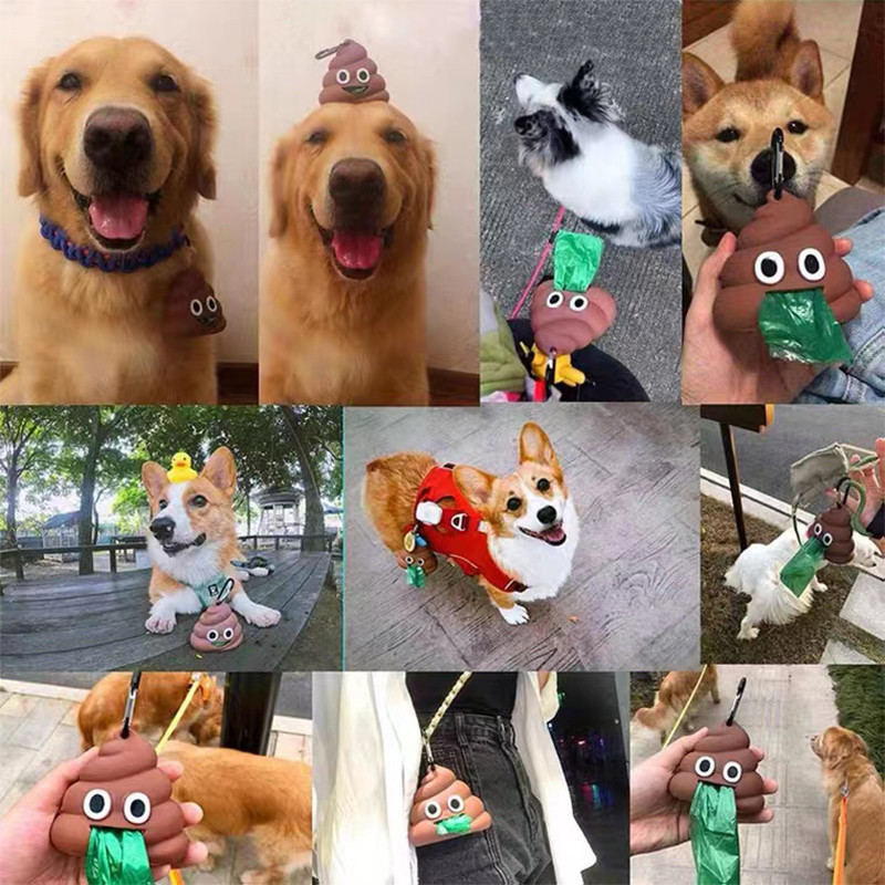 Mājdzīvnieku atkritumu maisu dozators kaķim un suņiem dodas ārā Pārnēsājama mīksta silikona suņu izkārnījumu maisiņu uzglabāšanas kaste ar atkritumu maisiem Suņu piederumi