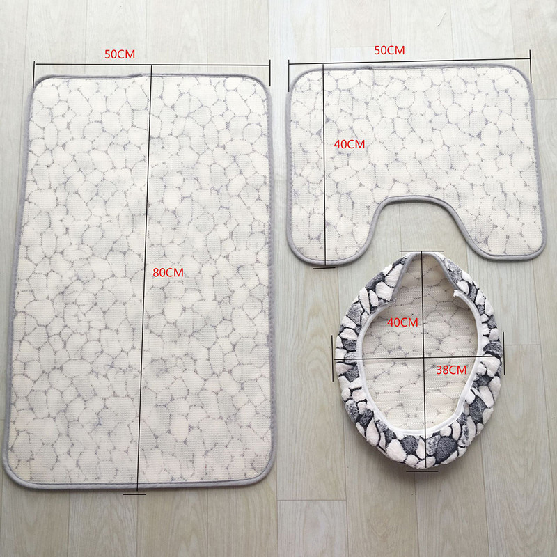 3-daļīgs vannas istabas neslīdošs bruģakmens paklājs paklājs paklājs vannas istabas neslīdošs absorbējošs sēdekļa pārvalks mājas dekors tualetes spilvens 2021