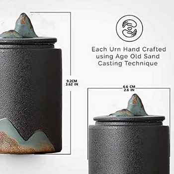 Μαύρο μικρό αναμνηστικό δοχείο για στάχτες κατοικίδιων - Lovely Sharing Ceramic Small Urn, Honor Your Loved One Lost - Qnty 1