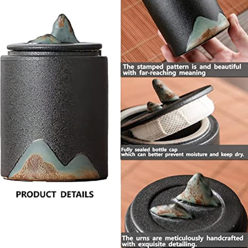 Mala crna urna za uspomenu za pepeo kućnih ljubimaca - lijepa mala keramička urna za dijeljenje, odajte počast izgubljenoj voljenoj osobi - 1 kom.