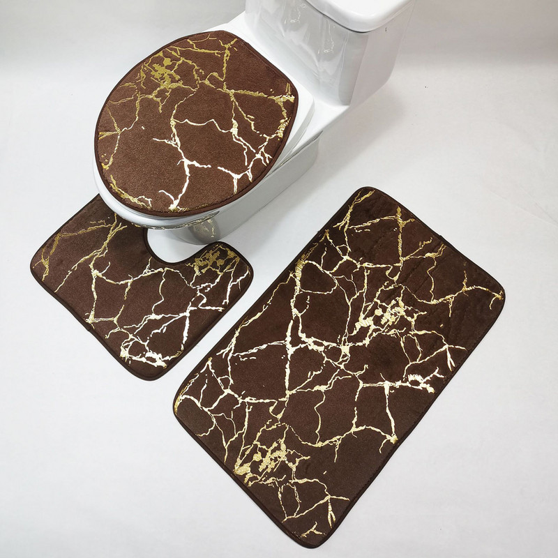 3Pcs/Set Neklizajući WC tepih Brzo sušeći poliesterski mramorni poklopac poklopca WC školjke Kupaonski tuš prostirke Dodaci