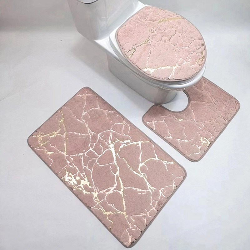 3Pcs/Set Neklizajući WC tepih Brzo sušeći poliesterski mramorni poklopac poklopca WC školjke Kupaonski tuš prostirke Dodaci