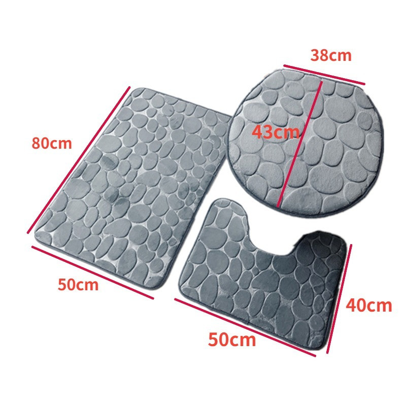 WC Mekana prostirka Upijajuća garnitura od 2 komada Set prostirki od 3 komada Nepodna prostirka za tuširanje Klizna kupaonica Kupaonski tepisi Kupaonski pokrivač Poklopac od kaldrme