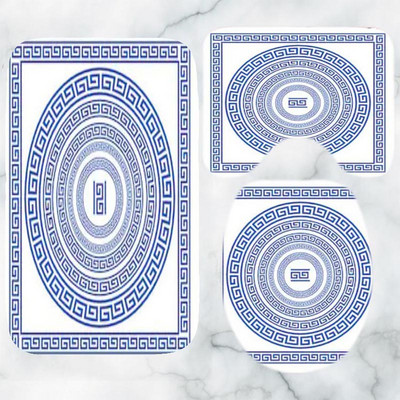 Crno-bijeli grčki ključ Set prostirki za kupaonicu Elegantni meandar Rubni tepih za kupaonicu za WC Tepih Pribor za kadu Uređenje doma