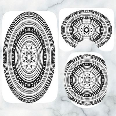 Crno-bijeli grčki ključ Set prostirki za kupaonicu Elegantni meandar Rubni tepih za kupaonicu za WC Tepih Pribor za kadu Uređenje doma