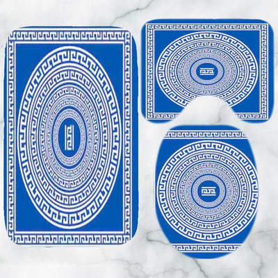 Crno-bijeli grčki ključ Set prostirki za kupaonicu Elegantni meandar Rubni tepih za kupaonicu za WC Tepih Pribor za kadu Uređenje doma