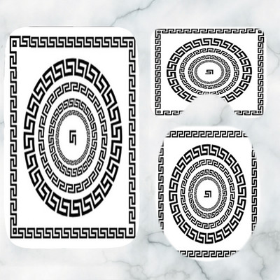 Crno-bijeli grčki ključ Set prostirki za kupaonicu Elegantni meandar Rubni tepih za kupaonicu za WC Tepih Pribor za kadu Uređenje doma