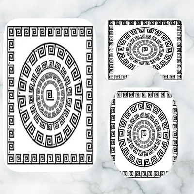 Crno-bijeli grčki ključ Set prostirki za kupaonicu Elegantni meandar Rubni tepih za kupaonicu za WC Tepih Pribor za kadu Uređenje doma