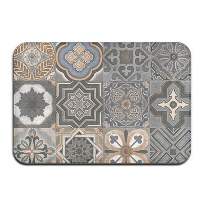 Sivi Bohemian Mandala Cvjetni tepih Poliesterska prostirka Neklizajuća podna prostirka Otirač za spavaću sobu Kuhinjska vrata Kupaonski ukras