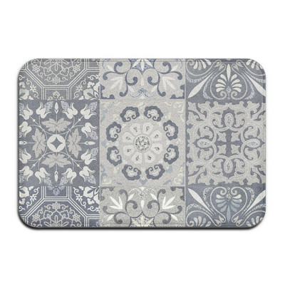 Sivi Bohemian Mandala Cvjetni tepih Poliesterska prostirka Neklizajuća podna prostirka Otirač za spavaću sobu Kuhinjska vrata Kupaonski ukras