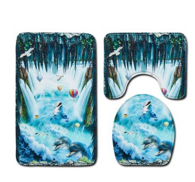 Starfish Shell 3 daļīgs vannas istabas paklājiņu komplekts Ocean Series pretslīdes vannas paklājiņš tualetes sēdekļa pārklāja paklājs mājas dekorēšanai, drukāšanai