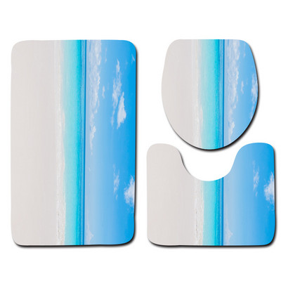 Starfish Shell 3 daļīgs vannas istabas paklājiņu komplekts Ocean Series pretslīdes vannas paklājiņš tualetes sēdekļa pārklāja paklājs mājas dekorēšanai, drukāšanai