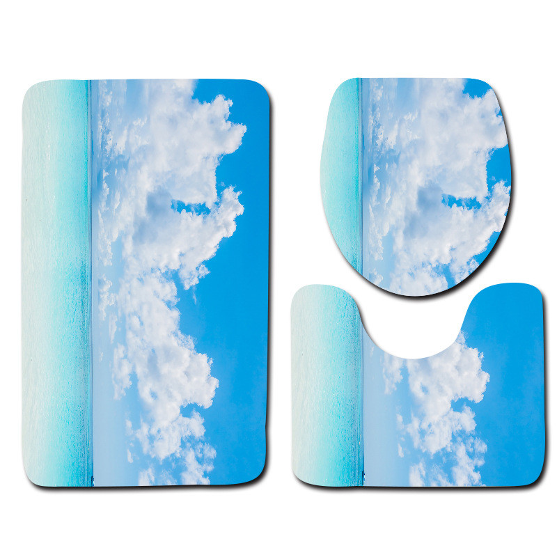 Starfish Shell 3 daļīgs vannas istabas paklājiņu komplekts Ocean Series pretslīdes vannas paklājiņš tualetes sēdekļa pārklāja paklājs mājas dekorēšanai, drukāšanai