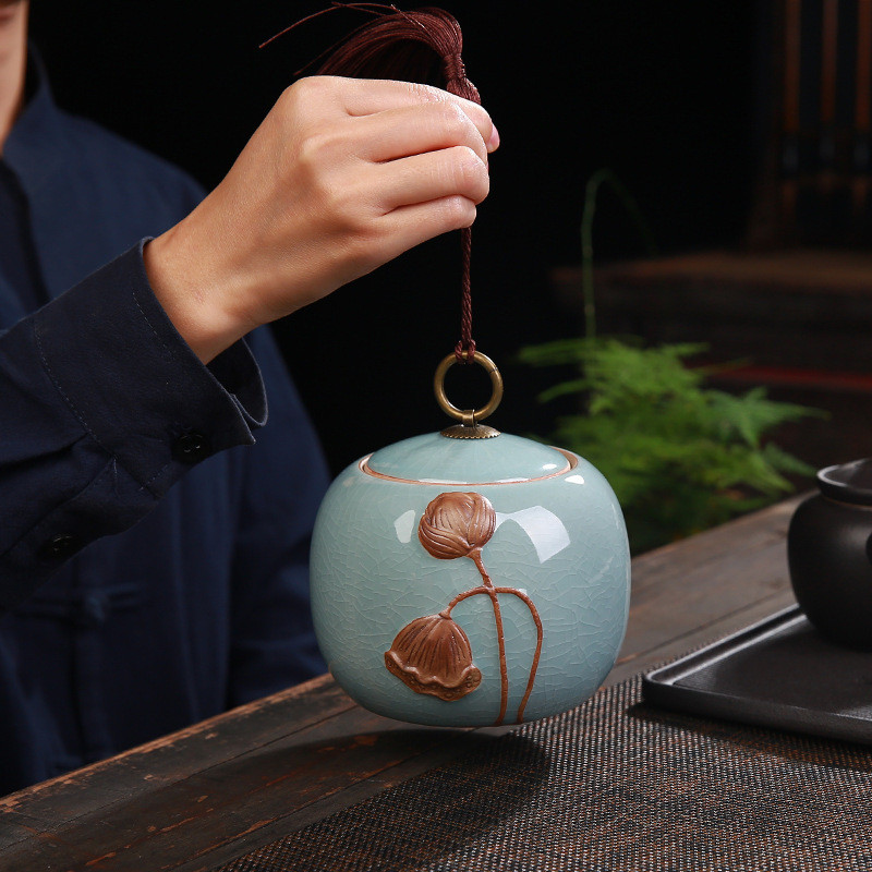 11 x 11 x 11 cm, 700 ml, liela keramika, lotosa burka, cieši noslēgta keramikas pods, elegance, necaurlaidīgs bankas pelnu urna