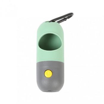 Дозатор за разградими торбички за кучешки изпражнения Преносима LED светлина за домашни любимци Дозатор за торбички за отпадъци Хапчета Кутия за боклук с форма на куршум Почистващи средства