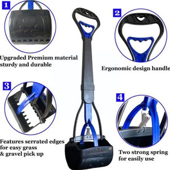 Pet Dog Long Handle Pet Pooper Scooper Dog Waste Waste Poop Pet Jaw Up Cleaning Picker Εργαλεία σέσουλα προμήθειες Clean Pick D9u8